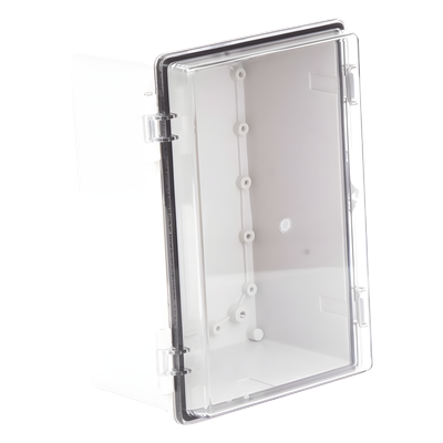Gabinete Plástico ABS / IP66 / Puerta Transparente Policarbonato / 190 x 290 x 140 mm / Cierre Broche Inoxidable / Compatible Candado Perno 5 mm