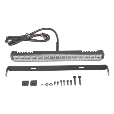 Luz Auxiliar LED / 45 LEDs Tricolor Rojo/Azul/Blanco / 12-24 VDC / Lente Transparente / SAE / 11.42" / Halo Rojo Multifuncional
