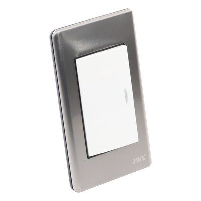 Apagador Sencillo / 10 A / 127 V CA / 60 Hz / Placa de Acero Inoxidable / Negro