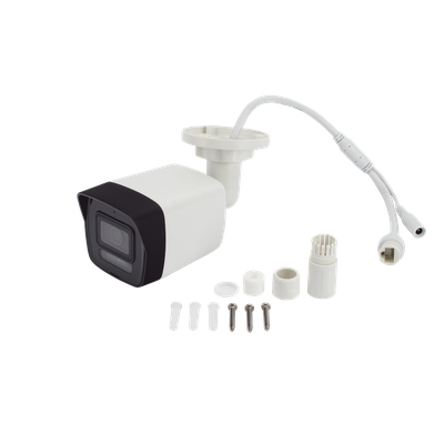 Cámara Bala IP / 4 Megapixel / Lente 2.8 mm / Dual Light 30 m (98.4 ft) / Micrófono Integrado / AcuSense Lite / IP67 / PoE