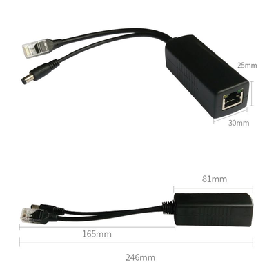 Divisor PoE Pasivo / 48-55 Vcc a 12 Vcc / 2 A / 10/100 Mbps / Alcance 120 m (393.7 ft) / Aislado / IEEE 802.3af