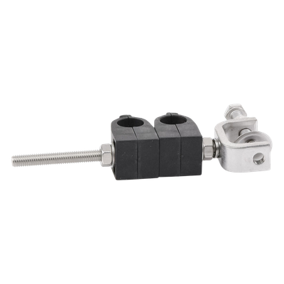 Sujetador de cables / 2x coaxial 1/2 pulgada / Montaje angular / Acero inoxidable 304 / -40°C a +85°C