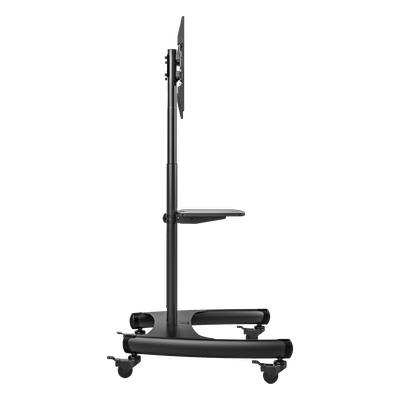 Soporte Móvil para Pantalla / 32" a 75" / Carga 45.5 kg (100 lbs) / VESA 200x200 a 600x400 mm / Altura Ajustable 1120-1520 mm (3.67 a 4.99 ft) / Base para Accesorios / 4 Ruedas 360°