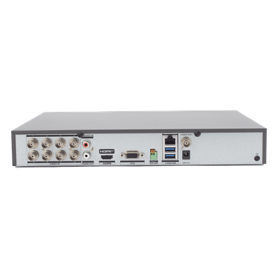 DVR Pentahíbrido / 16 Canales (8 TURBOHD + 8 IP) / 8 Megapixel (4K) / Audio Bidireccional Coaxitron / Reconocimiento Facial / H.265+ / 1 Bahía HDD 10 TB