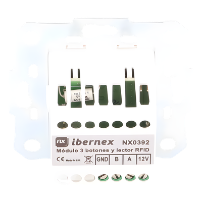 Módulo de Botones para Llamada Paciente-Enfermera / 3 Teclas Iluminadas / Lector RFID 125 KHz / BUS RS485 / Instalación Empotrada 2x2 pulgadas o Superficie