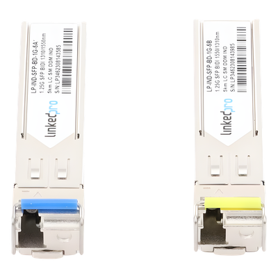 Transceptor SFP Industrial / Bidireccional 1310/1550 nm / 1.25 Gbps / Alcance 5 km (3.1 mi) / LC/UPC Simplex / Hot-Pluggable / DDM / -40 a 85 °C