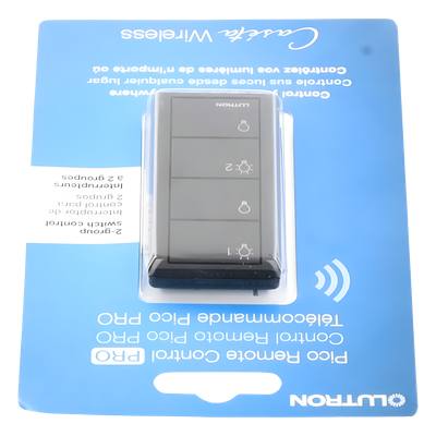 Control Inalámbrico de 4 Botones / 2 Grupos de Luces / RF 431-437 MHz / Alcance 18 m (59 ft) Línea de Vista / Batería 10 Años / Montaje Múltiple