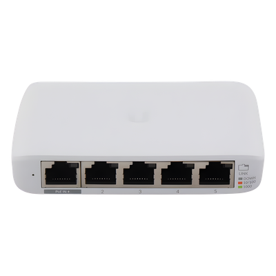 Switch Administrable Compacto / 5 Puertos Gigabit RJ45 / PoE 802.3af/at Entrada / USB-C o PoE / 4.22 x 2.76 x 0.83 pulgadas