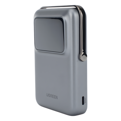Power Bank Inalámbrico / 10000 mAh / Carga Inalámbrica 7.5W / USB-C 20W / Pantalla TFT con Emojis / Soporte Plegable / Succión Magnética 10N