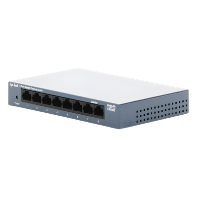 Switch de Escritorio / 8 Puertos Gigabit 10/100/1000 Mbps / Carcasa Metálica / Green Ethernet / Plug-and-Play