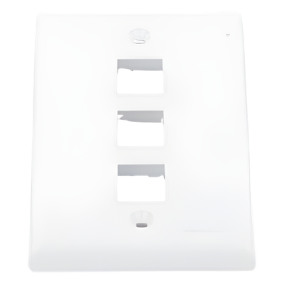 Placa de Pared Vertical / 3 Puertos Keystone / ABS / 69.8 x 114.3 mm / 2.75 x 4.5 pulg. / Blanco