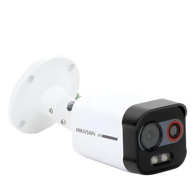 Cámara Bala IP Biespectral Térmica y Óptica / Térmica 96 x 72 / Óptica 4 MP ColorVu / VCA Perimetral / IR 30 m (98.4 ft) / IP67 / PoE