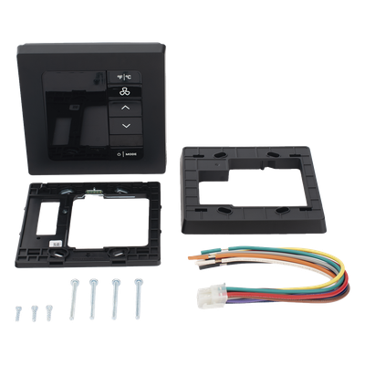 Termostato de Gestión Energética / BACnet MS/TP y Wi-Fi / 100-277 VAC / FCU 2 y 4 Tubos / 3 Velocidades / Sensor PIR / Ónix Negro