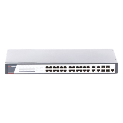 Switch Administrable PoE+ / 24 Puertos Gigabit PoE+ / 4 Puertos Gigabit / 4 Puertos SFP Uplink / 370W / 22.8 Gbps / PoE Extendido 200 m (656 ft)