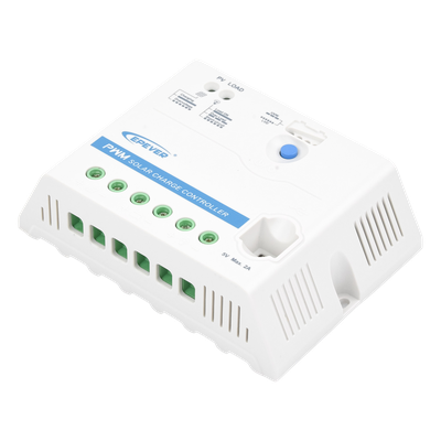 Controlador Solar PWM / 12/24 VDC Auto / 30 A Carga-Descarga / USB 5V 2A / Positivo Común / IP20