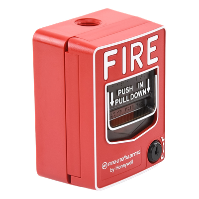 Estación Manual de Alarma Contra Incendio / Doble Acción / Uso Exterior / Cerradura de Llave / Contacto SPST 0.25 A / Policarbonato Rojo