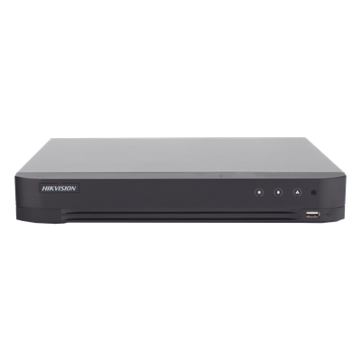 DVR Pentahíbrido / 8 Canales Totales / 4 TURBOHD + 4 IP / 8 Megapixel (4K) / Reconocimiento Facial / AcuSense / H.265+ / 1 Bahía HDD 10 TB / Audio Bidireccional Coaxitron / Salida Full HD