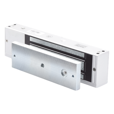 Chapa Magnética Electromagnética / 1200 lbs (544.3 kg) / Doble Voltaje 12/24 VCC / Sensor de Placa / LED Indicador / Interior