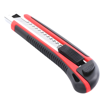 Navaja de Hojas Desprendibles / Hoja 18 mm / Bloqueo Automático / Guía Metálica / Mango Ergonómico ABS+TPR / 17 x 5 x 2.5 cm