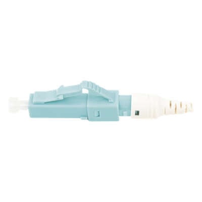 Conector de Fibra Óptica / Pre-Pulido / LC Simplex / Multimodo 50/125 OM3-OM4 / Re-Terminable / 0.20 dB Pérdida / Color Aqua