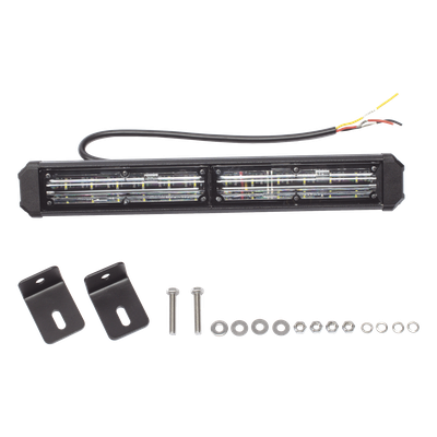 Barra de Luz de Advertencia / 2 Módulos LED / 11 Pulgadas (0.9 Pies) / Rojo-Azul / 10-30 VCC / 180°