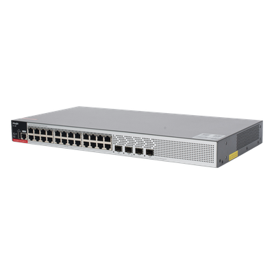 Switch PoE+ / 24 Puertos Gigabit / 4 Uplink SFP 2.5G / 370W PoE / 68 Gbps / 10 kV Surge / 1.72 in