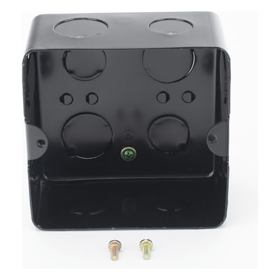 Caja de Registro / Acero Galvanizado 1.45-1.50mm / 10x10 cm (3.94x3.94 in) / Incluye Tapa y Tornillos / Negro