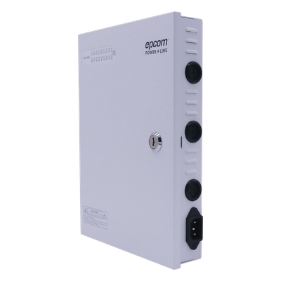 Fuente de Poder CCTV / 18 Canales / 20 A / 200 W / Voltaje Ajustable 11-15 VCC / Filtro de Ruido por Canal / Operación -20°C a 70°C