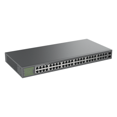 Switch No Administrable / 48 Puertos Gigabit / 100 Gbps / 2 SFP / Montaje Rack / 9KB Jumbo Frame