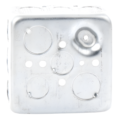 Caja Cuadrada Eléctrica / 4 x 4 in / Profundidad 1.563 in / Capacidad 21 in³ / 17 Entradas Conduit / Acero Galvanizado Troquelado
