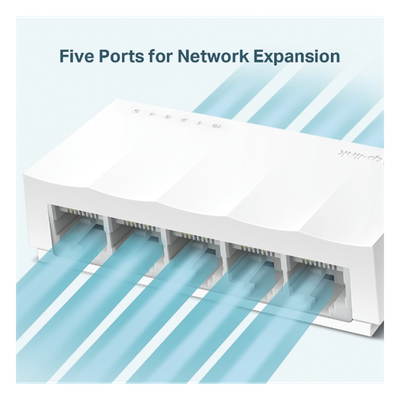 Switch no administrado / 5 puertos 10/100Mbps / Fanless / Green Ethernet / 83.6 x 45.7 x 22.8 mm