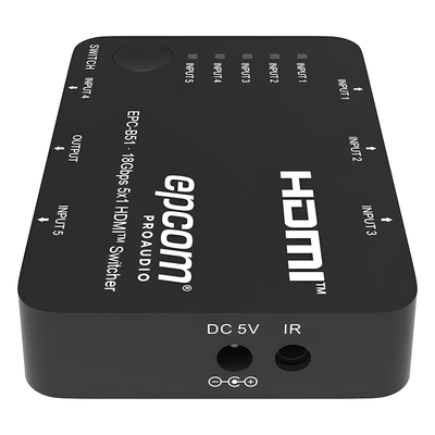 Conmutador HDMI / 5 Entradas x 1 Salida / 18 Gbps / 4K@60Hz / YCbCr 4:4:4 / HDR / Dolby Vision / HDCP 2.2