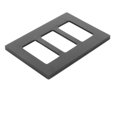 Placa de Pared / 3 Espacios / Diseño sin Tornillos Visibles / Perfil Delgado 7.6 mm / Acabado Negro Brillante