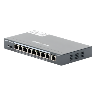 Switch Administrable PoE+ / 9 Puertos Gigabit / 8 Puertos PoE+ 802.3af/at / 120 W / Alcance Extendido 250 m (820.2 ft) / Sin Ventilador