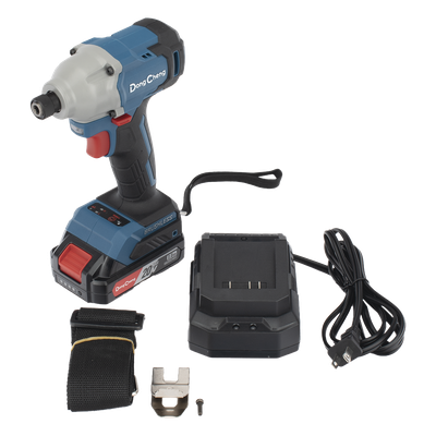 Atornillador de Impacto Inalámbrico / 20V / Brushless / 1/4 in Hexagonal / 90-180 Nm / 2 Velocidades 0-2000 rpm / 1.6 kg