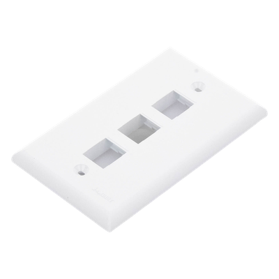 Placa de Pared Vertical / 3 Puertos Keystone / ABS / 69.8 x 114.3 mm / 2.75 x 4.5 pulg. / Blanco