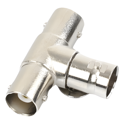 Adaptador Coaxial en T / Triple BNC Hembra / 75 Ohm / Níquel-Oro-PTFE / 14.5 x 23.7 x 33.0 mm