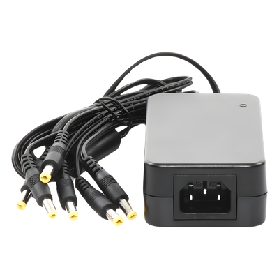 Fuente de Poder / 6 Salidas Jack Macho / 12 Vcc / 6 A / Entrada 100-240 VCA / 72 W / 117x62x34 mm (0.38x0.20x0.11 ft)