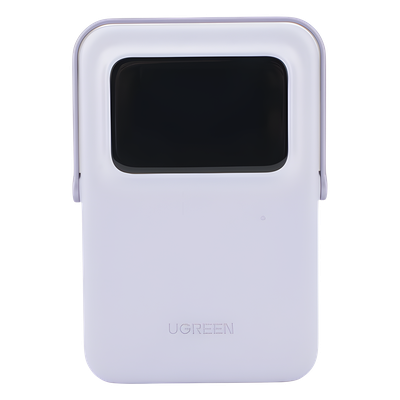 Power Bank Inalambrico | 5000mAh | 7.5W  |  Con Emojis de Estado | Carga Rápida USB-C Bidireccional  | Pantalla TFT  Inteligente | 13 niveles de Proteccion | Con Holder | Color Purple.
