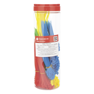 Kit de Cinchos Plásticos / 1000 Piezas / 4 Medidas / Resistente al Calor y Humedad