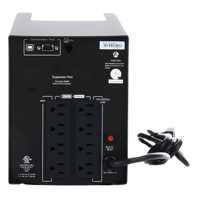 UPS Línea Interactiva / 1500 VA / 1500 W / Factor de Potencia 1.0 / Onda Senoidal Pura / 8 Tomas NEMA 5-15R / 15.1 min Respaldo / Mini Torre