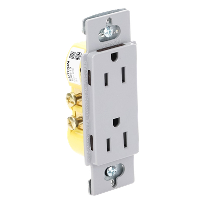 Contacto Dúplex de Pared / 15 A / 125 V / Placa Frontal Gris / Instalación Sin Tornillos Visibles / Compatible Multi-Gang