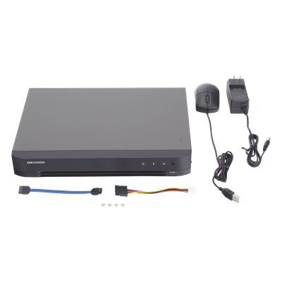 DVR Pentahíbrido / 4 Canales TURBOHD + 2 Canales IP / 3K Lite 5 Megapixel / Audio Bidireccional Coaxitron / Reconocimiento Facial / AcuSense / 1 Bahía HDD 10 TB