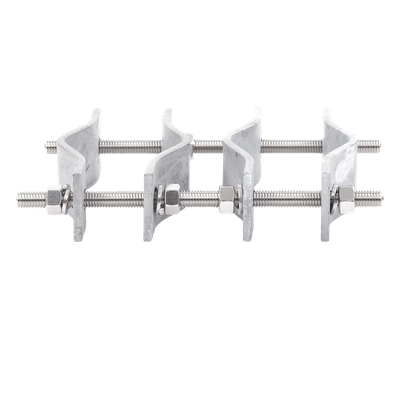 Juego de Abrazaderas Dobles / Mástiles 3.8 a 8.9 cm (1.5 a 3.5 in) / Separación 12 cm (4.75 in) / Acero Galvanizado / Torres Cuadradas o Redondas