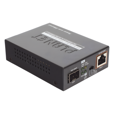 Convertidor de Medios PoE++ / 1x RJ45 Gigabit / 1x SFP 100/1000BASE-X / 60W 802.3bt / Cat5e/6 4-Pares
