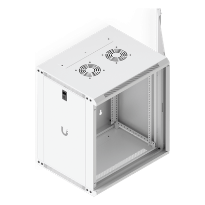 Gabinete Rack 12U / Montaje en Pared / 550 x 450 mm / Puerta de Vidrio Templado / Ventilación Integrada / Capacidad 50 kg