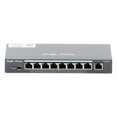 Switch Administrable PoE+ / 9 Puertos Gigabit / 8 Puertos PoE+ 802.3af/at / 120 W / Alcance Extendido 250 m (820.2 ft) / Sin Ventilador