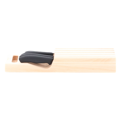Portacuchillos de Cajón / Madera de Haya Suiza / 5 Cuchillos / Polipropileno Negro / 435 x 148 x 65 mm