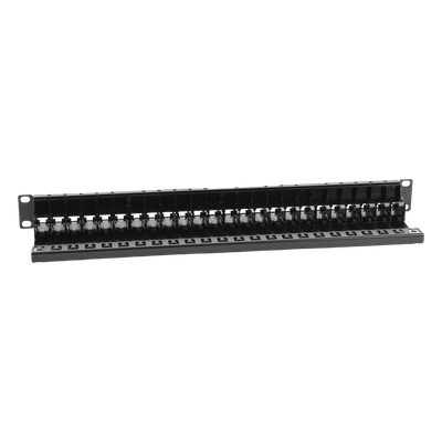 Patch Panel UTP de 24 Puertos / Categoría 6 / Plano / 1UR / Precargado con Jacks Z-MAX / Acero 18 Gauge