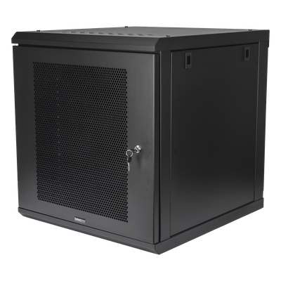 Gabinete de Pared / 12U Rack 19 in / Profundidad 636 mm (2.09 ft) / Carga 100 kg / Puerta Perforada / Laterales Desmontables
